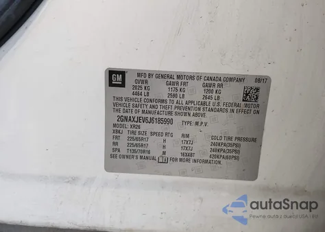 2018 Chevrolet Equinox Lt from USA, damaged, VIN 2GNAXJEV6J6185990